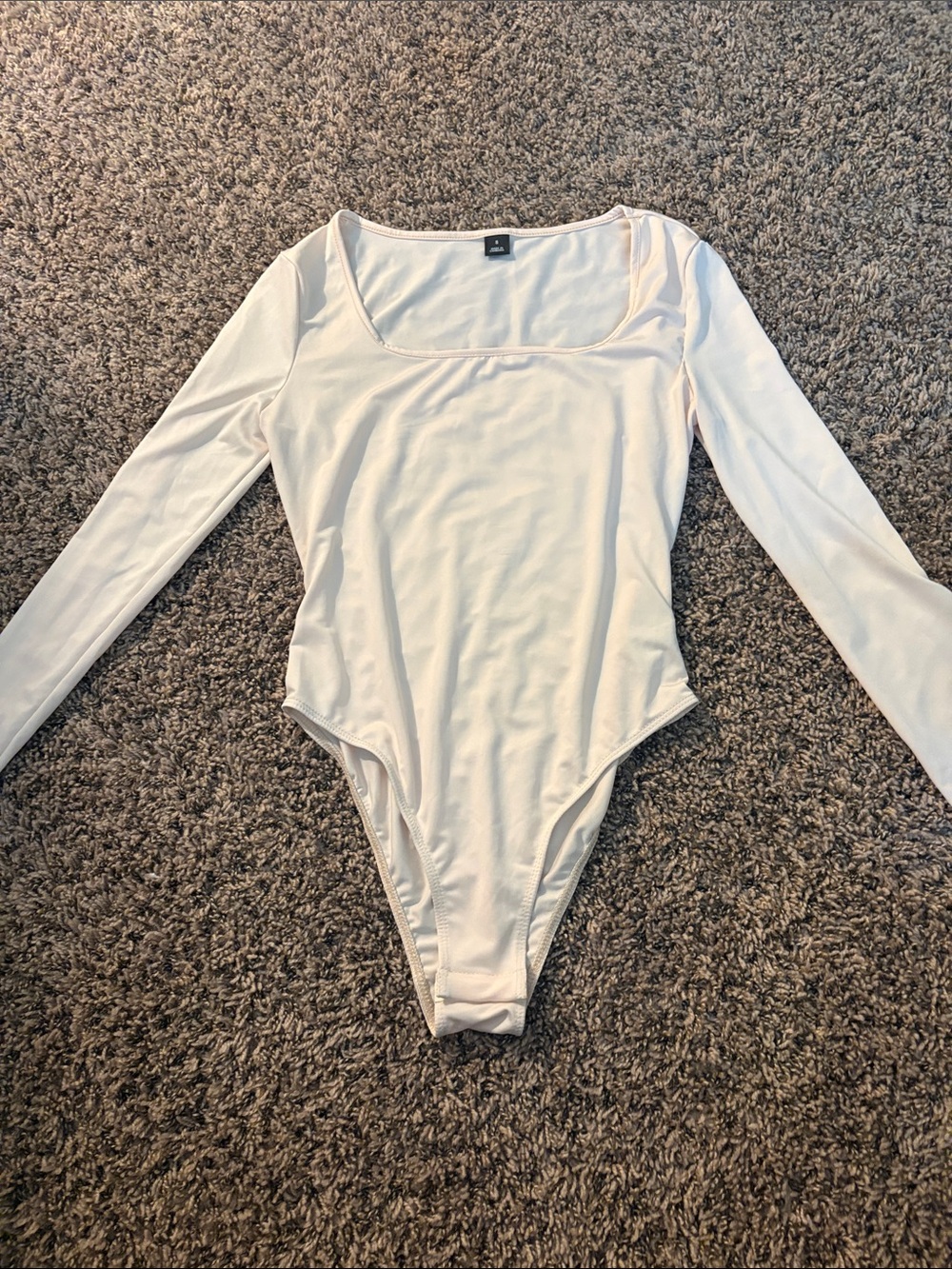 SHEIN White Long Sleeve Square Neck Bodysuit